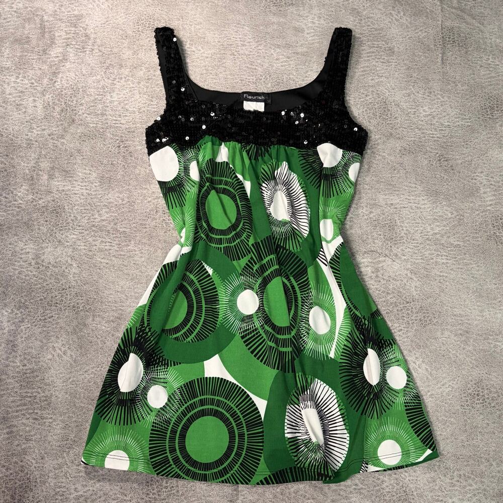Y2k Green Circular Sequin Sleeveless Top